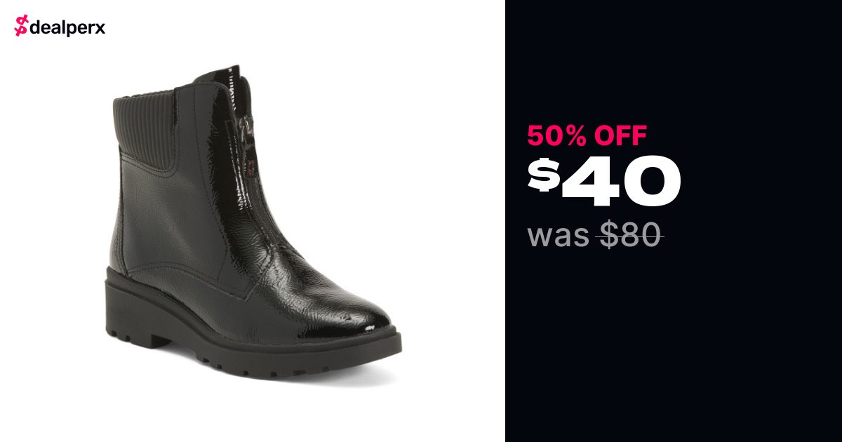 Patent Leather Calla Front Zip Comfort Booties - Dealperx