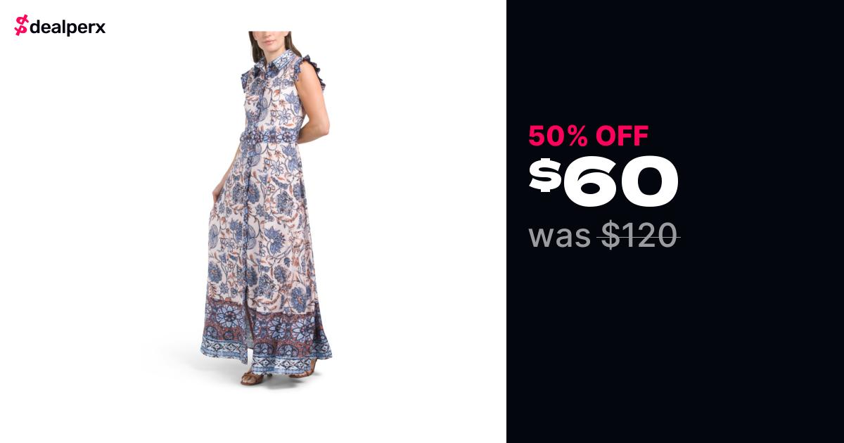 Sale on DALIA MACPHEE Floral Maxi Dress with Ruffle Sleeve Detail