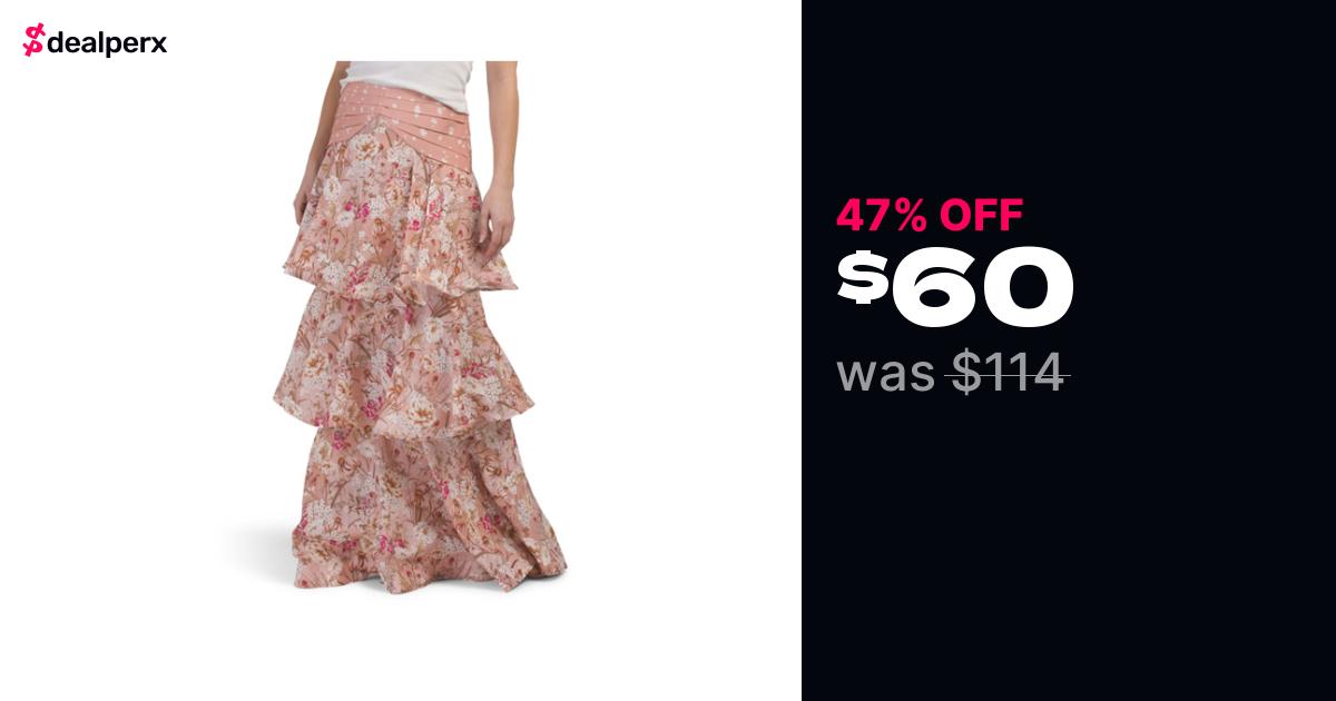 Floral Pleated Tiered Maxi Skirt main image 0