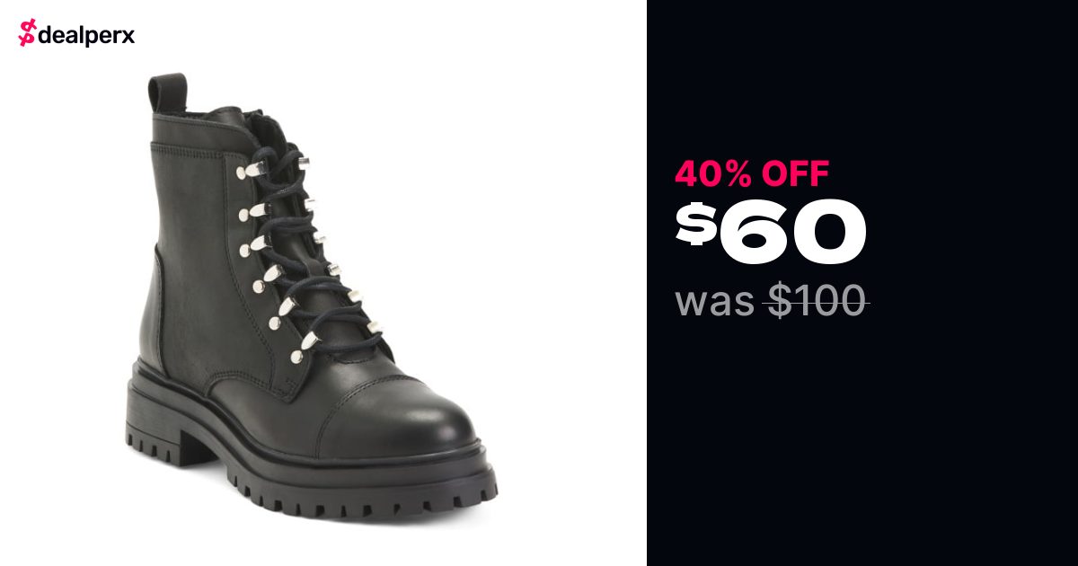 Leather Lace Up Booties - Dealperx