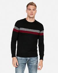 $41.94 Merino Wool Blend Thermal Regulating Stripe Crew Neck Sweater