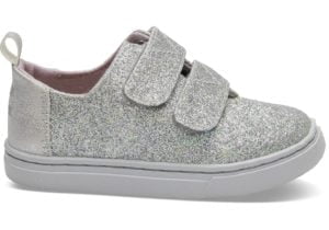 Silver Iridescent Glitter Tiny TOMS Lenny Sneakers