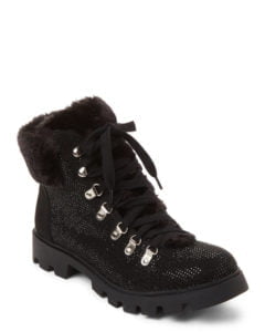 Lust For Life  Black Frosty Embellished Lace-Up Boots