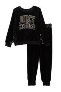 Juicy Couture Black Velour Sweatshirt & Jogger Set