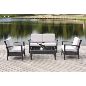 Safavieh Piscataway Outdoor Contemporary 4 Piece Set with Cushion
