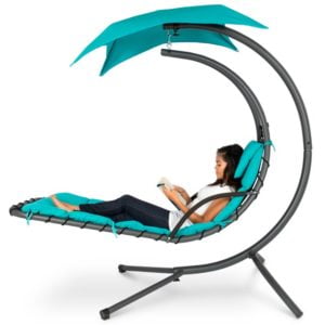 Best Choice Products Outdoor Hanging Curved Steel Chaise Lounge Chair Swingp