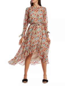 Munthe Know Floral Silk-Blend Ruffled High-Low Dress