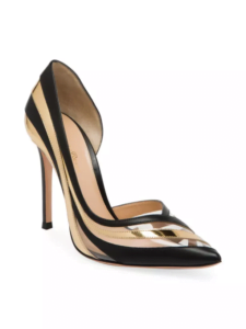 Gianvito Rossi Metallic Stripe PVC & Leather Pumps