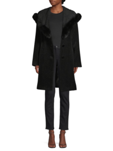 Sofia Cashmere Fox Fur Trim Coat