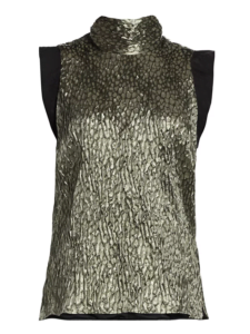 Rachel Comey Mirar Jacquard Metallic Tie-Neck Top