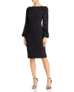 Eliza J Sequin Balloon-Sleeve Sheath Dress