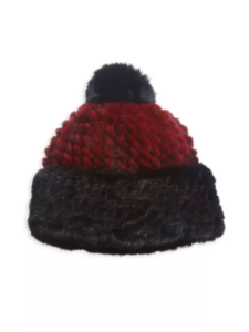 The Fur Salon Mink & Fox Fur Pom Pom Beanie