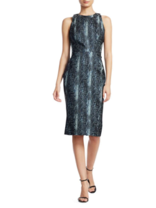 Zac Posen Snakeskin-Print Metallic Jacquard Cocktail Dress