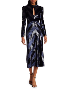 Rebecca Vallance Velvet Stripe Midi Dress
