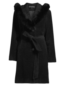 Sofia Cashmere Fox Fur Trim Coat