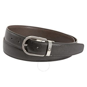 MONTBLANC Reversible Leather Belt Saffiano-printed Black/Brown, Cut-to-size