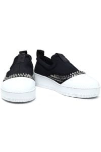 McQ Alexander McQueen  Netil studded suede-trimmed neoprene slip-on sneakers
