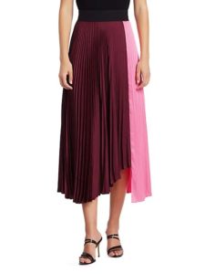 Colorblock Pleated Midi Skirt