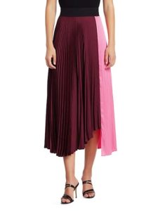 Colorblock Pleated Midi Skirt