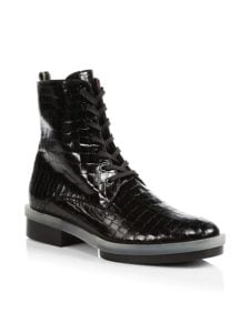 Robyn Croc-Embossed Leather Combat Boots