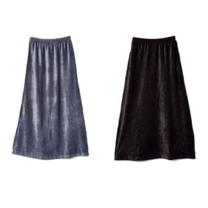 Black Ribbed Velour Maxi Skirt - Girls