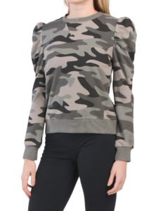 Puff Shoulder Camo Sweatshirt