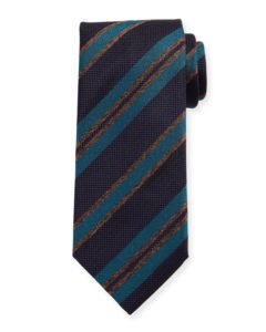 Basketweave Stripe Silk Tie
