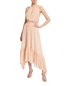 Kaia Metallic Sleeveless Smocked Dress