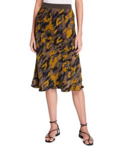 Silk Camo-Print Slip Skirt