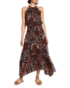 Metallic Halter Cocktail Dress