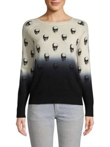 Dip Dye Skull-Print Cashmere Sweater