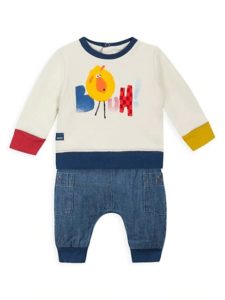 Baby Boy's 2-Piece Fleece & Denim Jogger Set