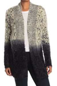 Ombre Print Fuzzy Knit Cardigan