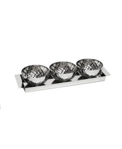 Round Bowls with Pineapple Design Rectangular Tray