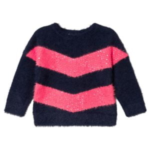 Sequin Chevron Sweater Navy/Pink