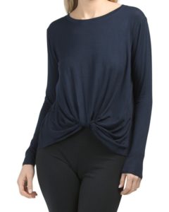 Made In Usa Twist Front Long Sleeve Top