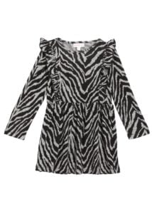 Girl's Zebra-Print Ruffle Dress, Size 2-6X