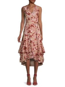 Camo Floral-Print Wrap Dress