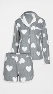 Huge Heart Sherpa Collar Short PJ Set