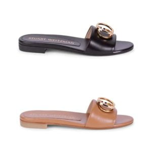 Caicos Ornamented Leather Slide Sandals