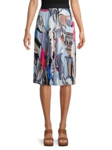 Pottery Abstract Pleated Skirt