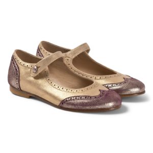 Brogue Ballerina Shoes Gold