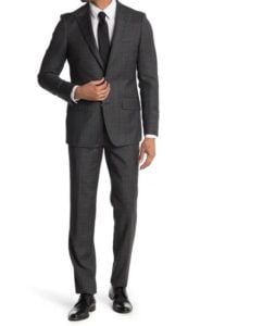 Grey Check Slim Fit Notch Lapel Two-Button Wool Suit