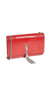 YSL Red Embossed Kate Medium Bag