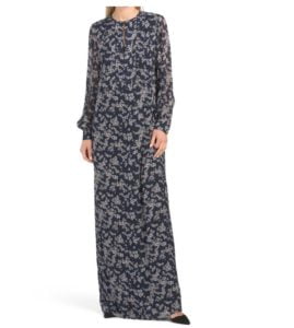 Floral Long Sleeve Dabine Gown
