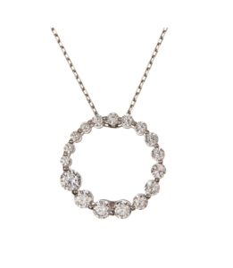 Sterling Silver White CZ Journey Pendant Necklace