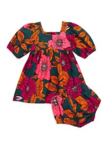 Girl's Floral Cotton Dress & Bloomers Set size 4-6