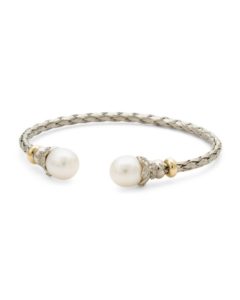 Sterling Silver 14kt Gold Pearl Cuff Bracelet