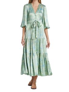 Fortunia Printed Long-Sleeve Midi Dress