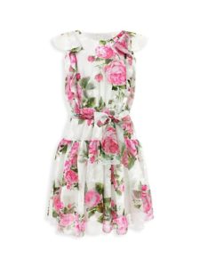Girl's Bow Floral-Print Dress